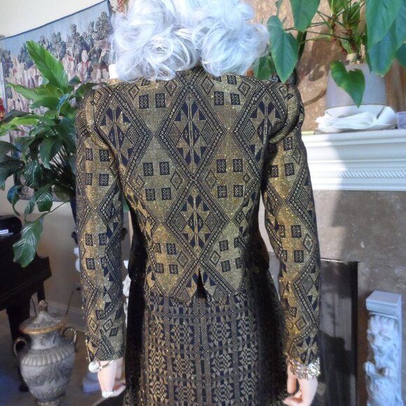 Christian Lacroix Paris 2000's Collection Black Gold Brocade Dress Set Size S - Picture 9 of 16